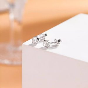 Bông Tai Bạc 925 Nụ 3 Chấu Đính Moissanite 6 Li Dạng Đinh Tán MiE Jewelry BTBM001 (2)
