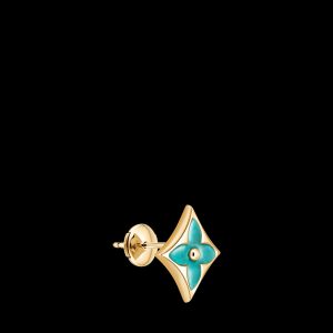 Khuyên Tai Louis Vuitton Color Blossom Star BB Đá Amazonite Vàng 18K Chế Tác Hong Kong