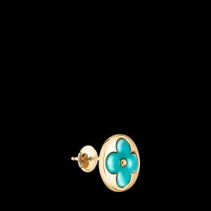 Khuyên Tai Louis Vuitton Color Blossom Sun BB Đá Amazonite Chế Tác Vàng 18K 12mm