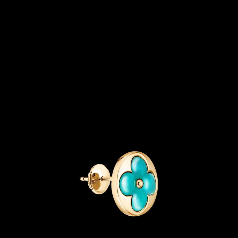 Khuyên Tai Louis Vuitton Color Blossom Sun BB Đá Amazonite Chế Tác Vàng 18K 12mm