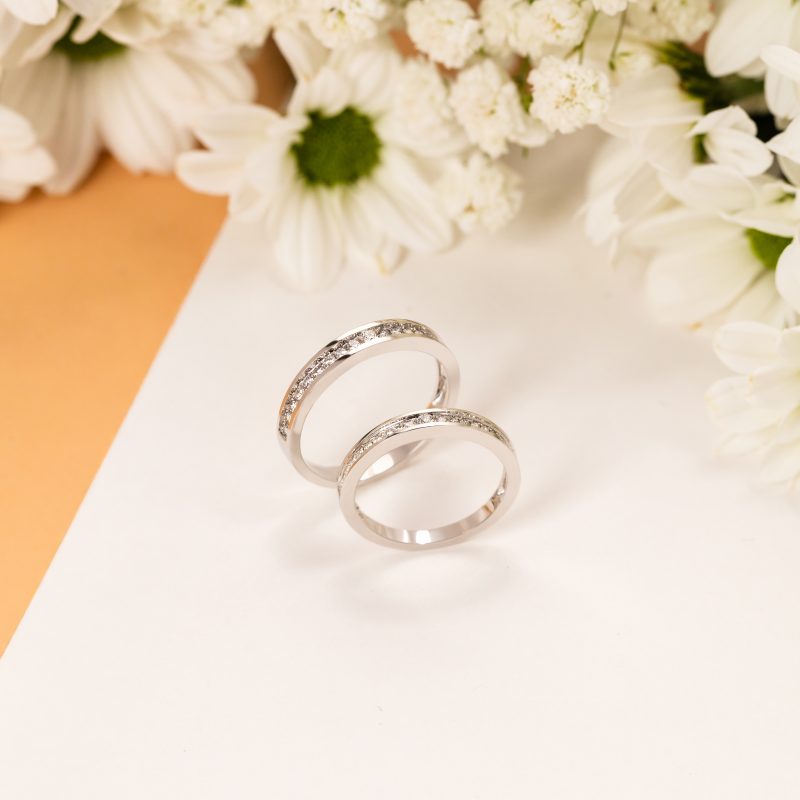 Nhẫn Cặp Kim Cương Tự Nhiên - Nhẫn Cưới Thiết Kế Vàng 18K MiA Jewelry MNC04