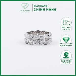 Nhẫn Cuban Bạc 925 Đính Full Kim Cương Moissanite MiE Jewelry NHBM004
