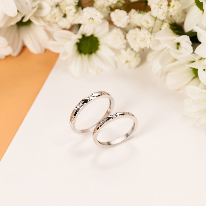 Nhẫn Cưới Thiết Kế Riêng Vàng Trắng 18K Kim Cương Thiên Nhiên MiA Jewelry MNC13