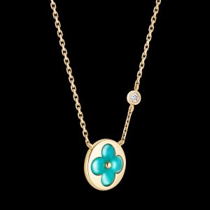 Vòng Cổ Louis Vuitton Color Blossom Sun BB Đá Amazonite Kim Cương Chế Tác Vàng 18K 41cm (3)
