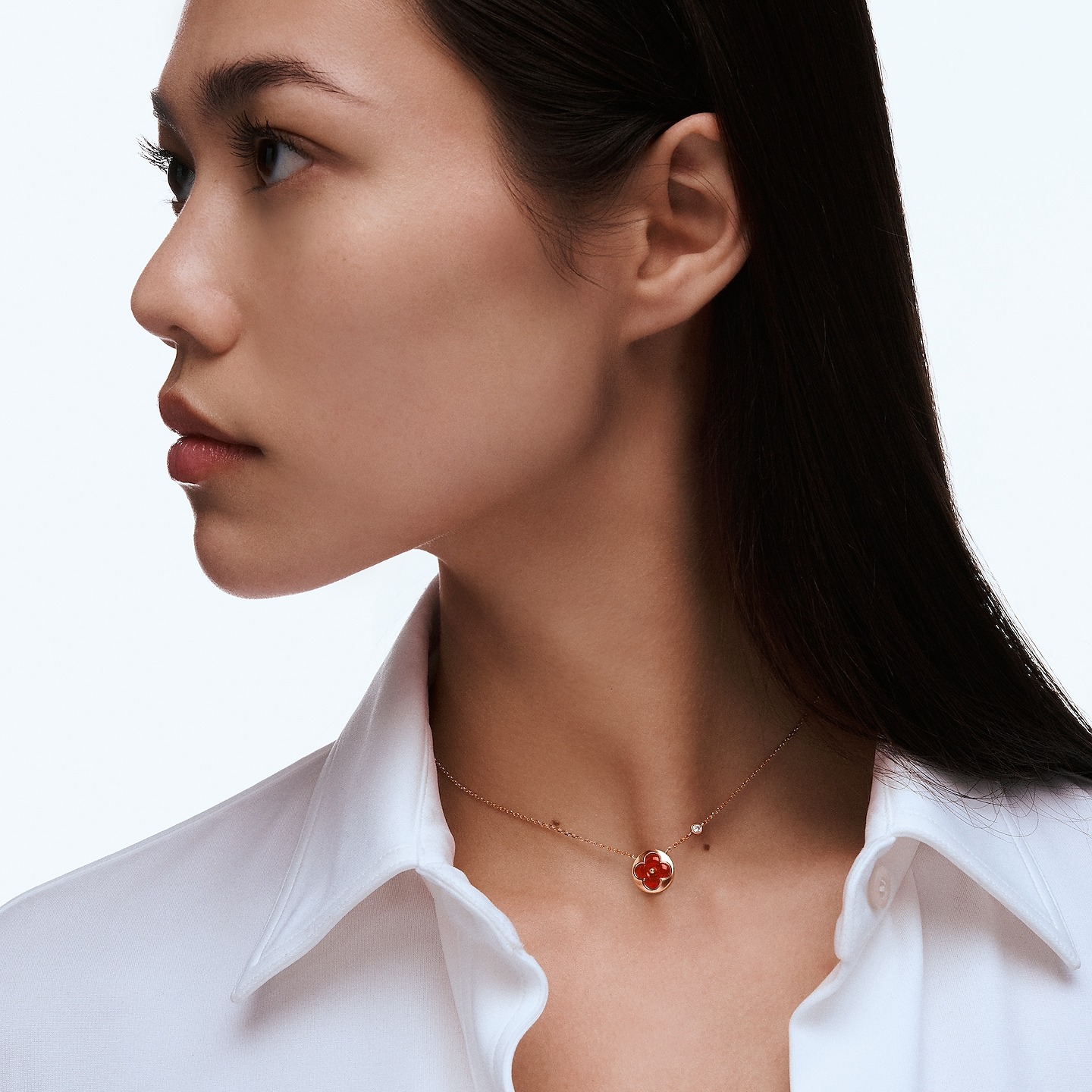 Vòng Cổ Louis Vuitton Color Blossom Sun BB Đính Đá Cornelian Vàng 18K Dài 41cm (1)