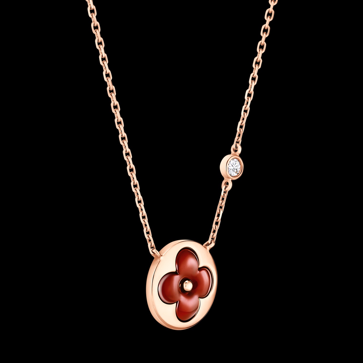 Vòng Cổ Louis Vuitton Color Blossom Sun BB Đính Đá Cornelian Vàng 18K Dài 41cm (6)