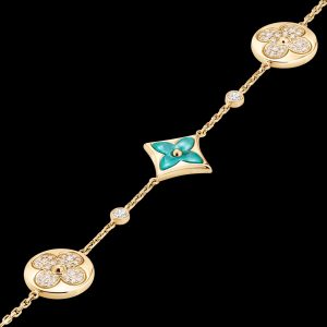 Vòng Tay Louis Vuitton Color Blossom Star And Sun BB Đá Amazonite Kim Cương Tự Nhiên 18cm (1)