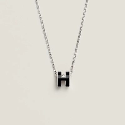 Dây chuyền Hermes Mini Pop H Màu Đen Chế Tác Vàng Trắng 18K