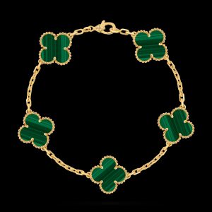 Vòng Tay Van Cleef & Arpels Vintage Abraham Cỏ 4 Lá Đá Khổng Tước Xanh Lá Cây 19cm