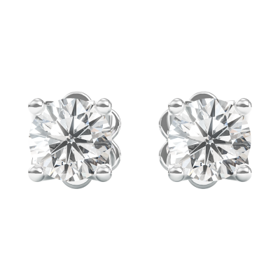 Hoa Tai Nụ Kim Cương Tự Nhiên Vàng Trắng 18K - ME25006