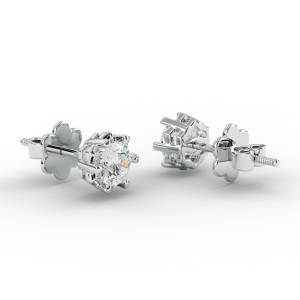 Vỏ Bông Tai Vàng Trắng 18K Kim Cương Thiên Nhiên