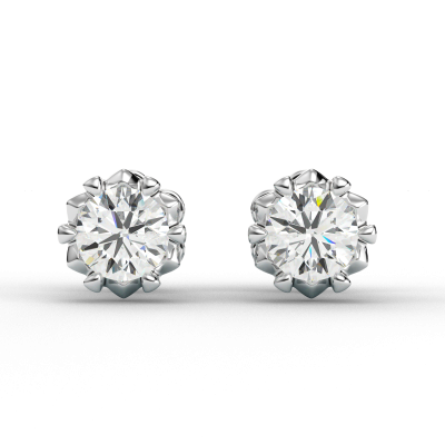 Vỏ Bông Tai Vàng Trắng 18K Kim Cương Thiên Nhiên